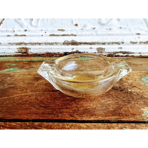Vintage MCM Amber Art Glass Ash Tray - Picture 2 of 7